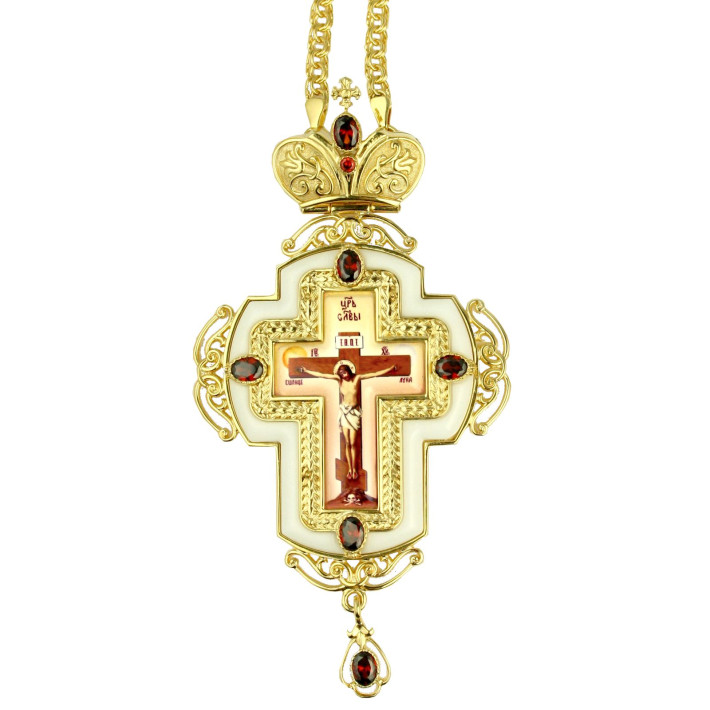 Brass cross in gilding with chain