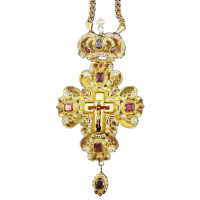 Cross for priest made of brass in gilt with stones and chain