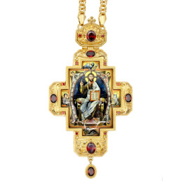 Cross for the priest brass in gilt with print and chain 