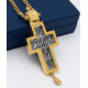 Brass pectoral cross in gilt with rhodium-plating and chain