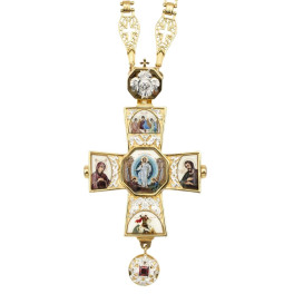 Priest's cross made of brass in gilt with silver plating and chain