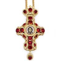 Brass pectoral orthodox cross in gold with chain