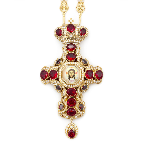 Cross for priest made of brass in gilt with chain