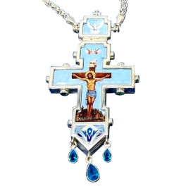 Brass cross in silver plated with chain