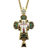 Mosazný stříbrný kříž pro kněze s řetízkem Mosazný stříbrný kříž pro kněze s řetízkem