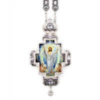 Kříž pro kněze mosaz postříbřená s niellem, potiskem a řetízkem 