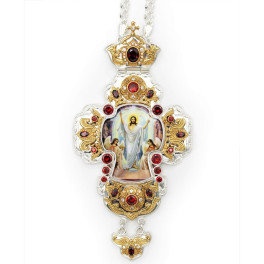 Priest's cross made of brass in silver with gilding and chain
