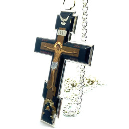 Cross for the priest brass in silver with chain 