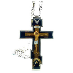 Cross for the priest brass in silver with chain 