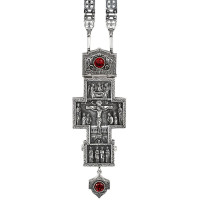 Reliquary cross for a priest made of brass in silver with chain