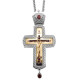 Pectoral cross made of brass with rhodium-plating and chain