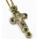 Kříž pro kněze z mosazi ve zlaceném provedení se šperkem a řetízkem