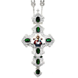 Cross for priest made of brass in silver plated with chain