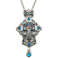 Kříž pro kněze z mosazi s postříbřeným stříbrem a řetízkem z niella