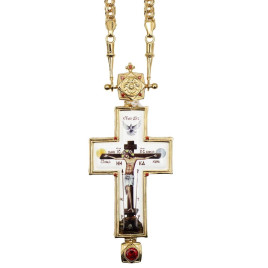 Pectoral cross for priest brass in gilding with chain