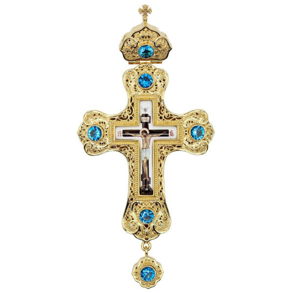 Pectoral cross for a priest made of brass gold-plated