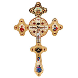 Altar cross gilded brass high-top 