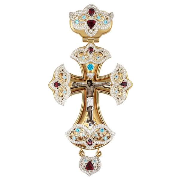 Priest's cross made of brass with gilding and silver plating