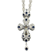 Priest's cross made of brass with silver plating and a chain
