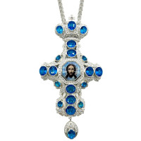 Priest's cross in brass in silver plating and chain Priest's cross in brass in silver plating and chain