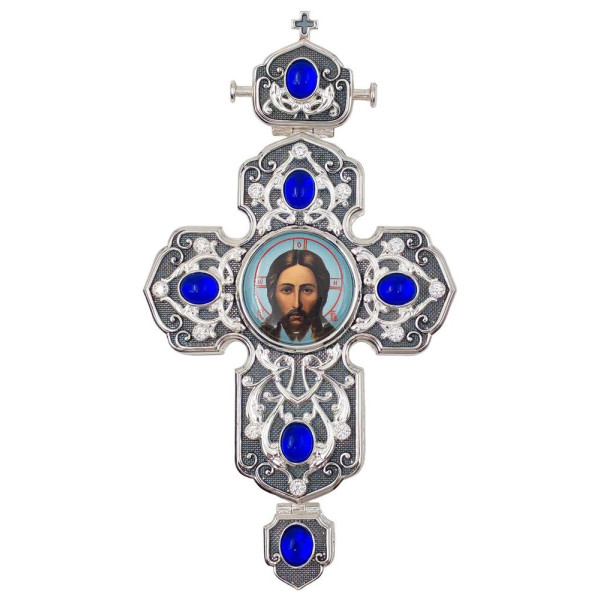 Priest's cross made of brass with silver plating and blackening