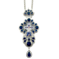 Kříž pro kněze z mosazi, postříbřený, s černěním a řetízkem Kříž pro kněze z mosazi, postříbřený, s černěním a řetízkem