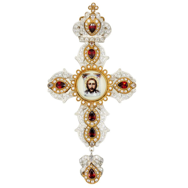 Priest's cross made of brass with silver plating and gilding