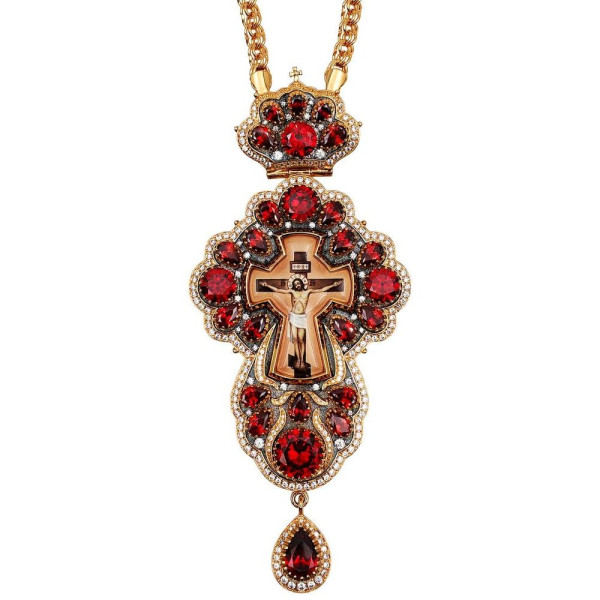 Clergyman's Cross made of brass in gold plated with silver plated with chain