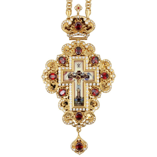 Cross for priest made of brass in gilding with chain