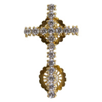 Cross for clobuk in brass in gold plated with phianites