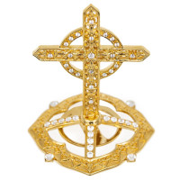 Brass cross on the miter in gilt