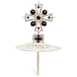 Mitre cross made of silver-plated brass with decorations