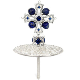 Mitre cross made of silver-plated brass with decorations