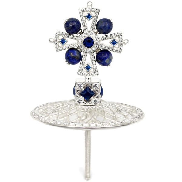 Mitre cross made of silver-plated brass with decorations