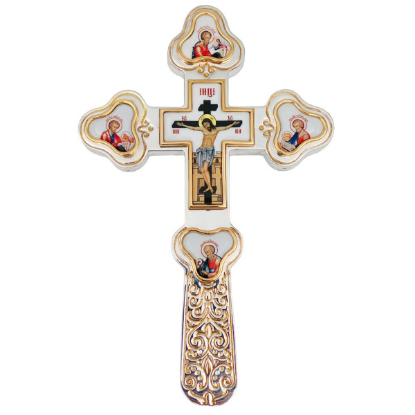 Brass altar cross with fragmentary gilding