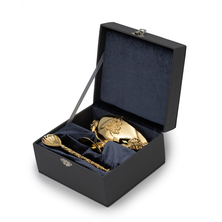 Incense burner with a spoon brass gilded
