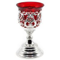Altar lamp made of brass in silver plated with phianites