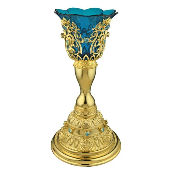 Altar oil lamp made of gilded brass