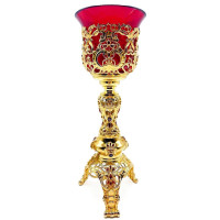 Altar lamp made of brass in gilding with decorations Altar lamp made of brass in gilding with decorations