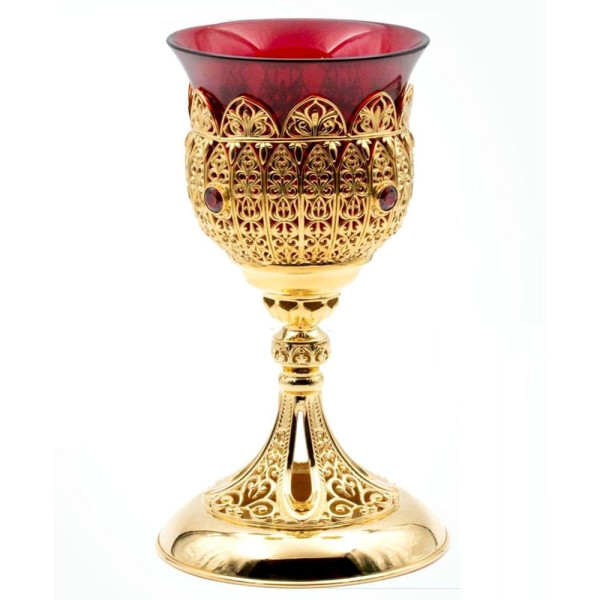 Table lamp made of brass in gilt with decorations