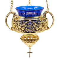 Brass pendant vigil lamp in gilding 