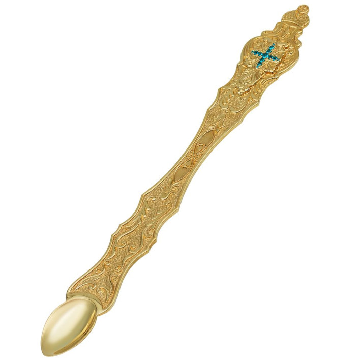 Brass communion spoon in gilding