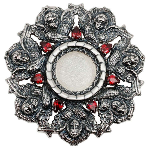 Brass reliquary with silver plating and decorative blackening