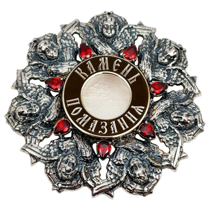 Brass reliquary in silver plating with decorative elements