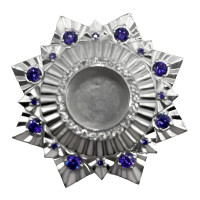 Brass reliquary with silver plating and cubic zirconia inlays