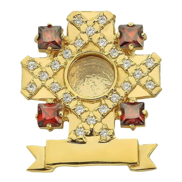 Small brass reliquary in gilt