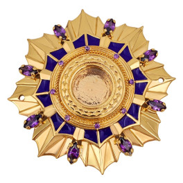 Brass reliquary in gilt with enamel