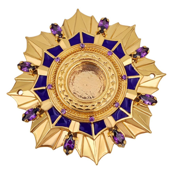 Brass reliquary in gilt with enamel