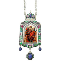 Archiepiscopal Engolpion in brass with blackened enamel and chain