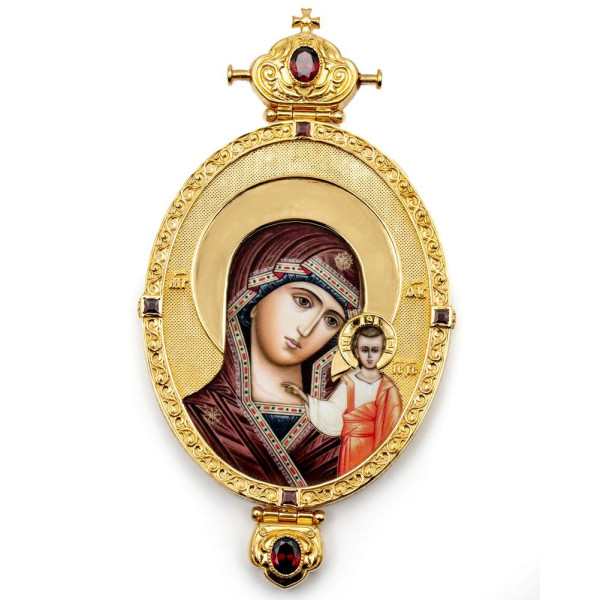 Orthodox Archbishop Engolpion Panagia made of brass with a gold-plated finish